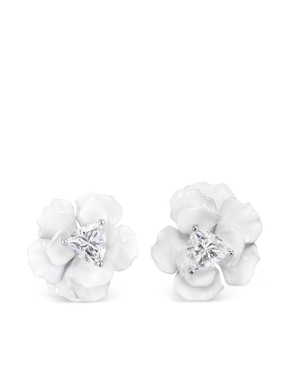 Anabela Chan 18kt gold Snowflower Rose stud earrings - Silver