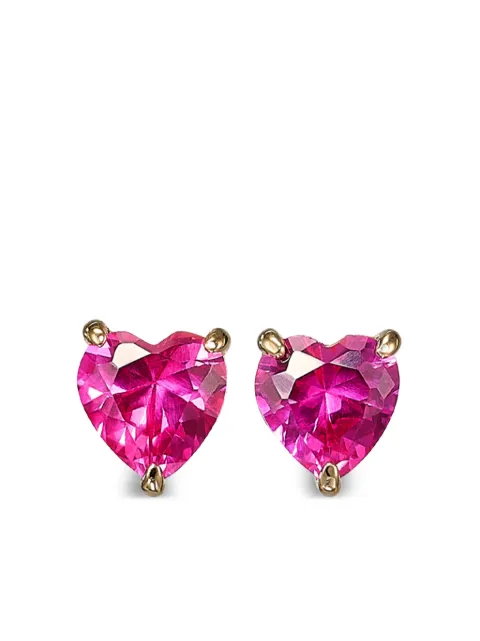 Anabela Chan aretes Heart mini en oro vermeil de 18kt con rubí