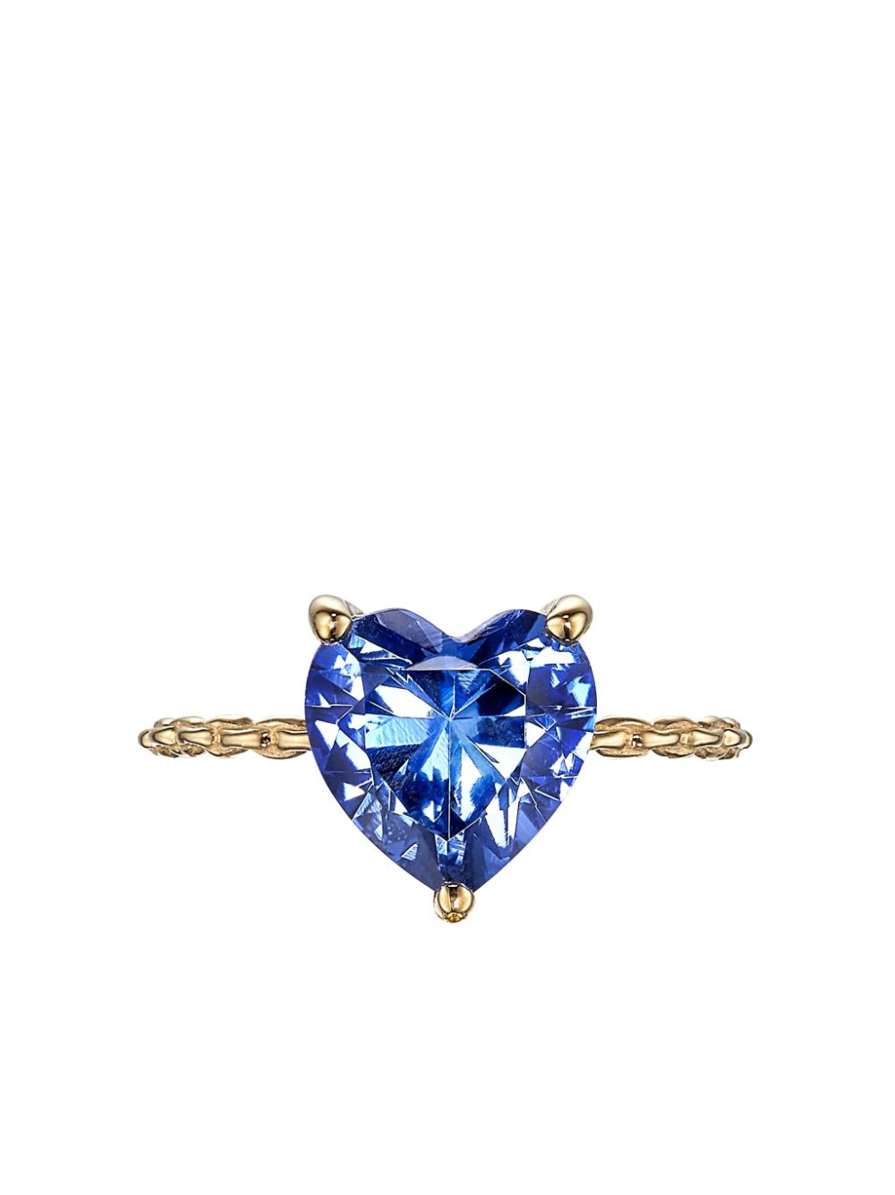 9K yellow gold mini blue sapphire Heart ring