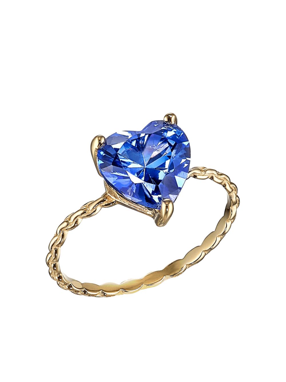 Anabela Chan 9K yellow gold mini blue sapphire Heart ring