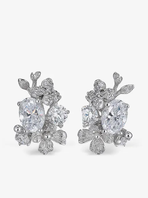 Anabela Chan 18kt white gold Posy diamond stud earrings