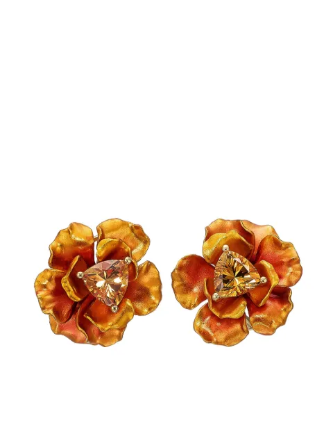 Anabela Chan 18kt yellow gold Magma Rose stud earrings
