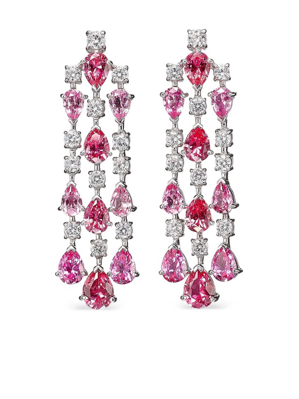 Anabela Chan 18kt white gold Padparadscha Orchid Cascade earrings - Silver