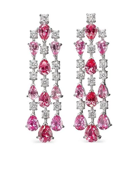 Anabela Chan 18kt white gold Padparadscha Orchid Cascade earrings