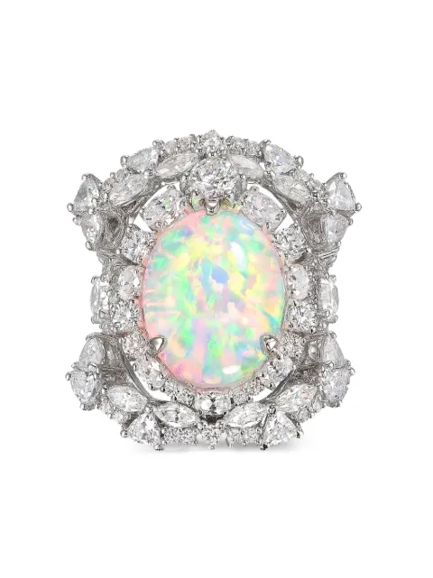 Anabela Chan 18kt white gold Sky Opal Ocean diamond ring set