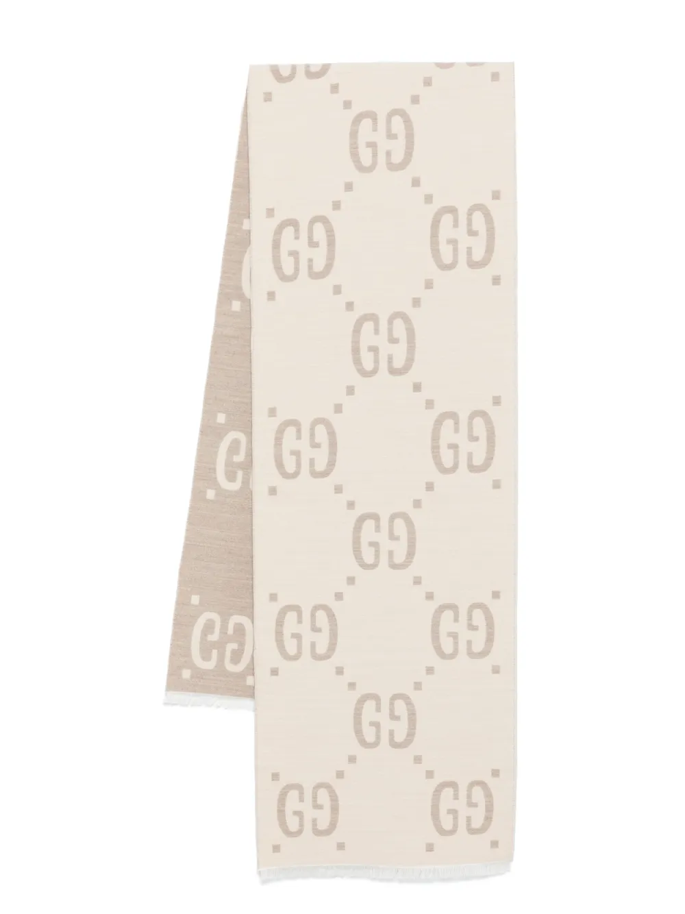 Gucci Gg Jacquard Wool Silk Scarf