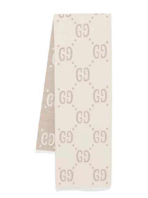 Gucci GG jacquard wool silk scarf