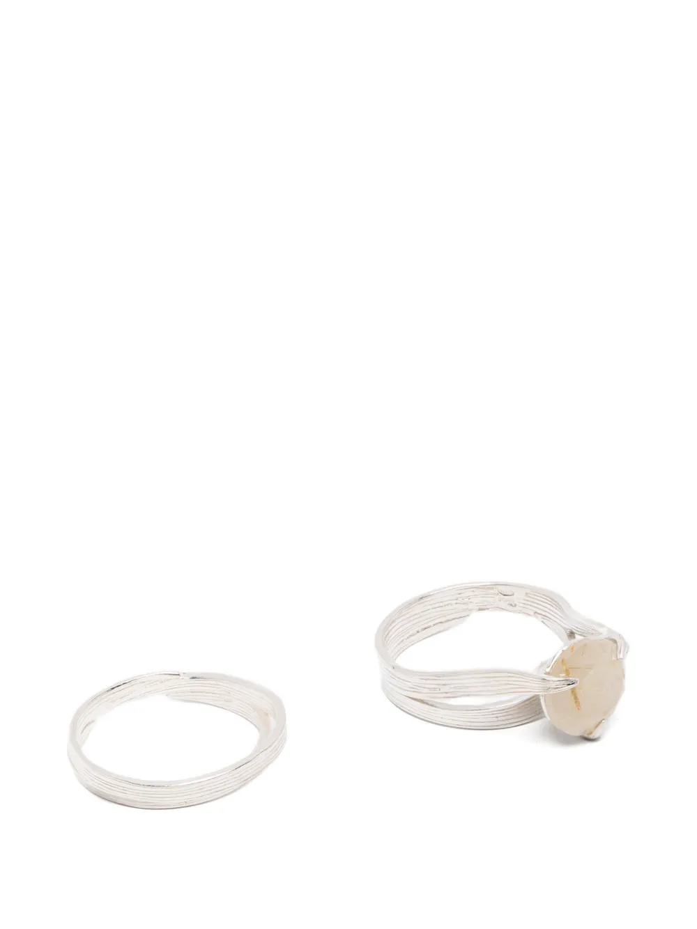 Wouters & Hendrix quartz-embellishment rings (set of two) - Argento