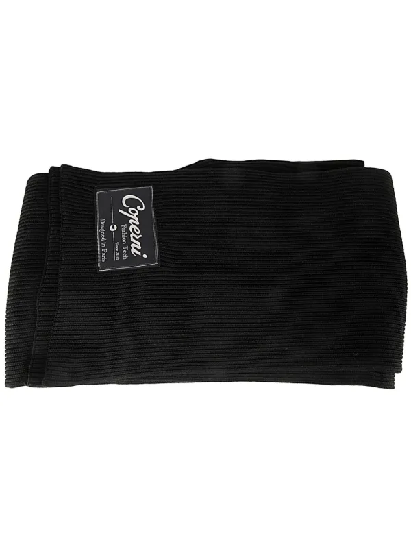 Coperni Logo Patch Ribbed Scarf in Black
