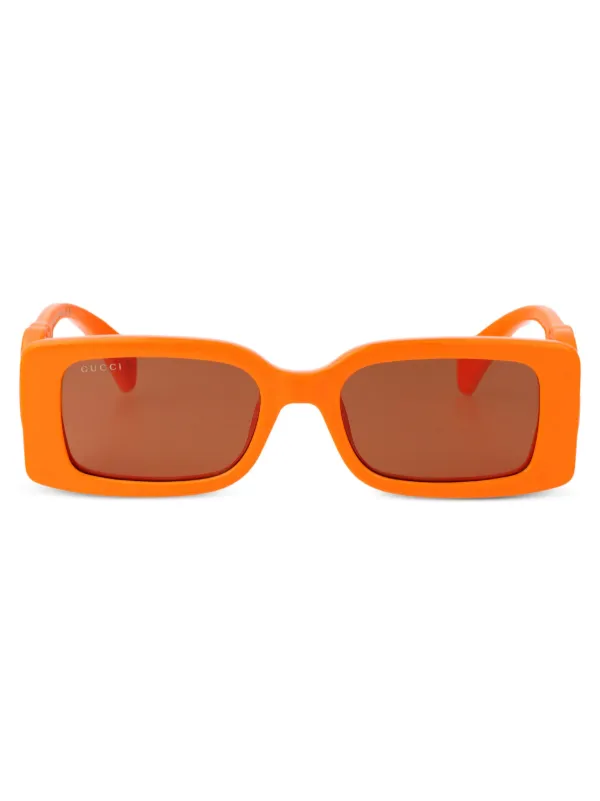 Gucci Eyewear Óculos De Sol Retangular | Laranja | FARFETCH BR