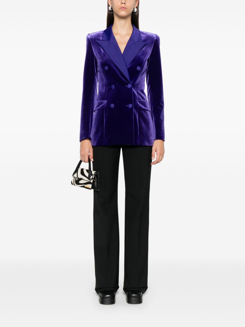 Shop Nissa Velvet Blazer In Purple