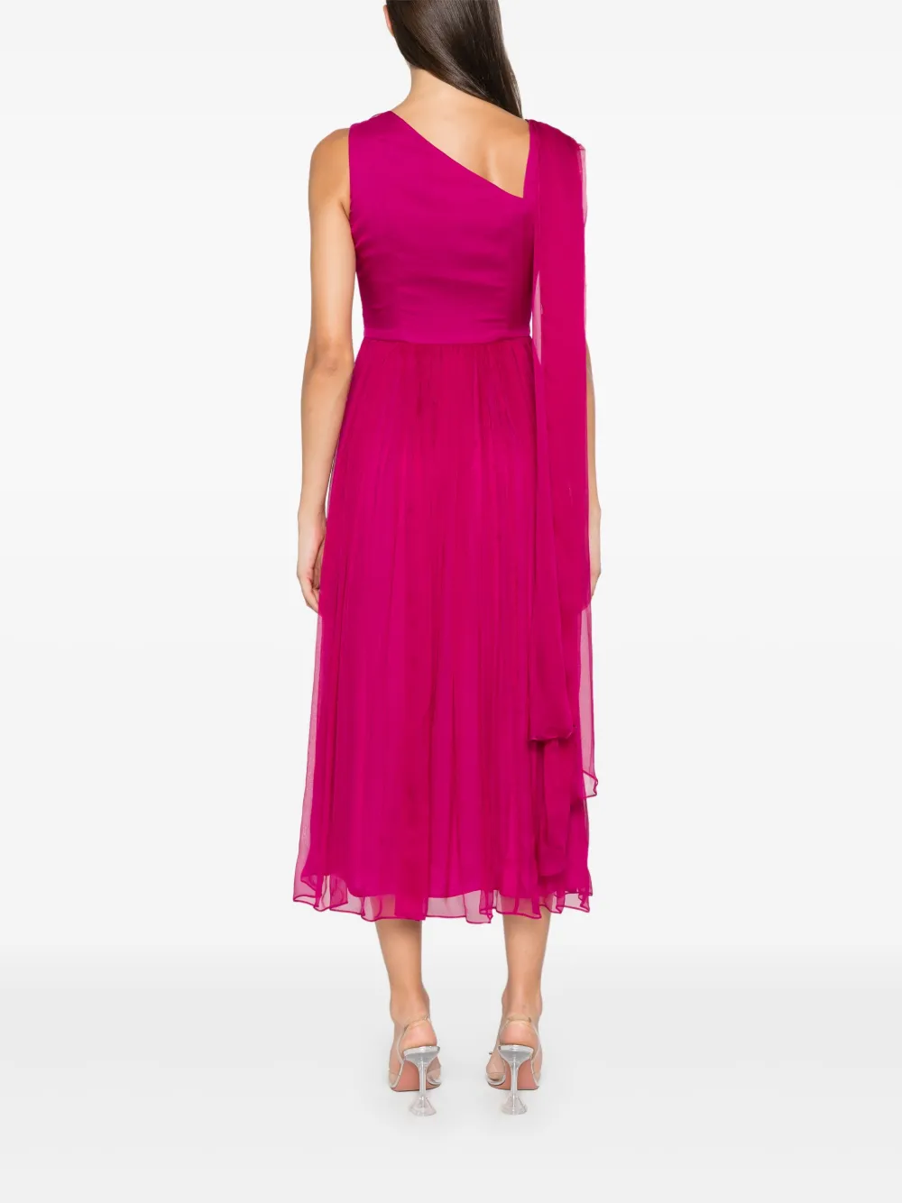 Pleated-Skirt Silk Maxi Dress