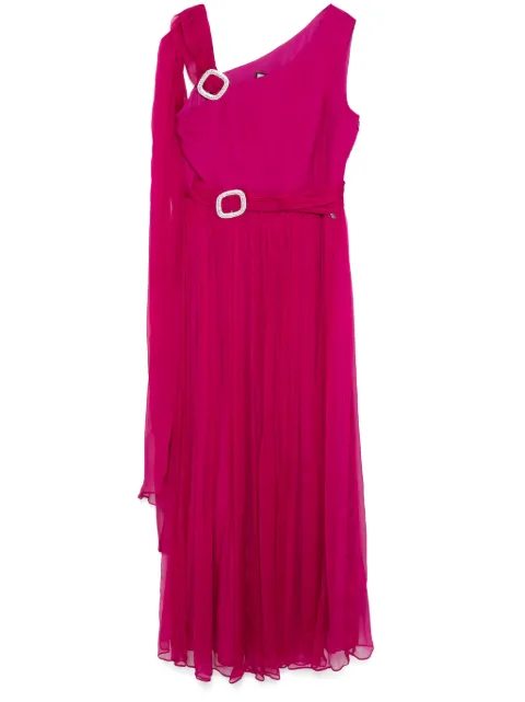 NISSA pleated-skirt silk maxi dress