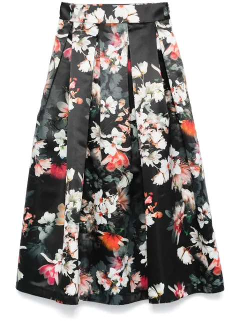 NISSA floral-print taffeta midi skirt