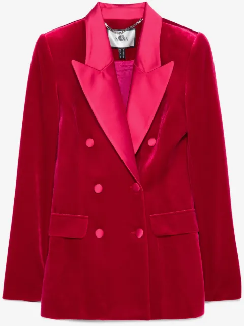 NISSA double-breasted velvet blazer
