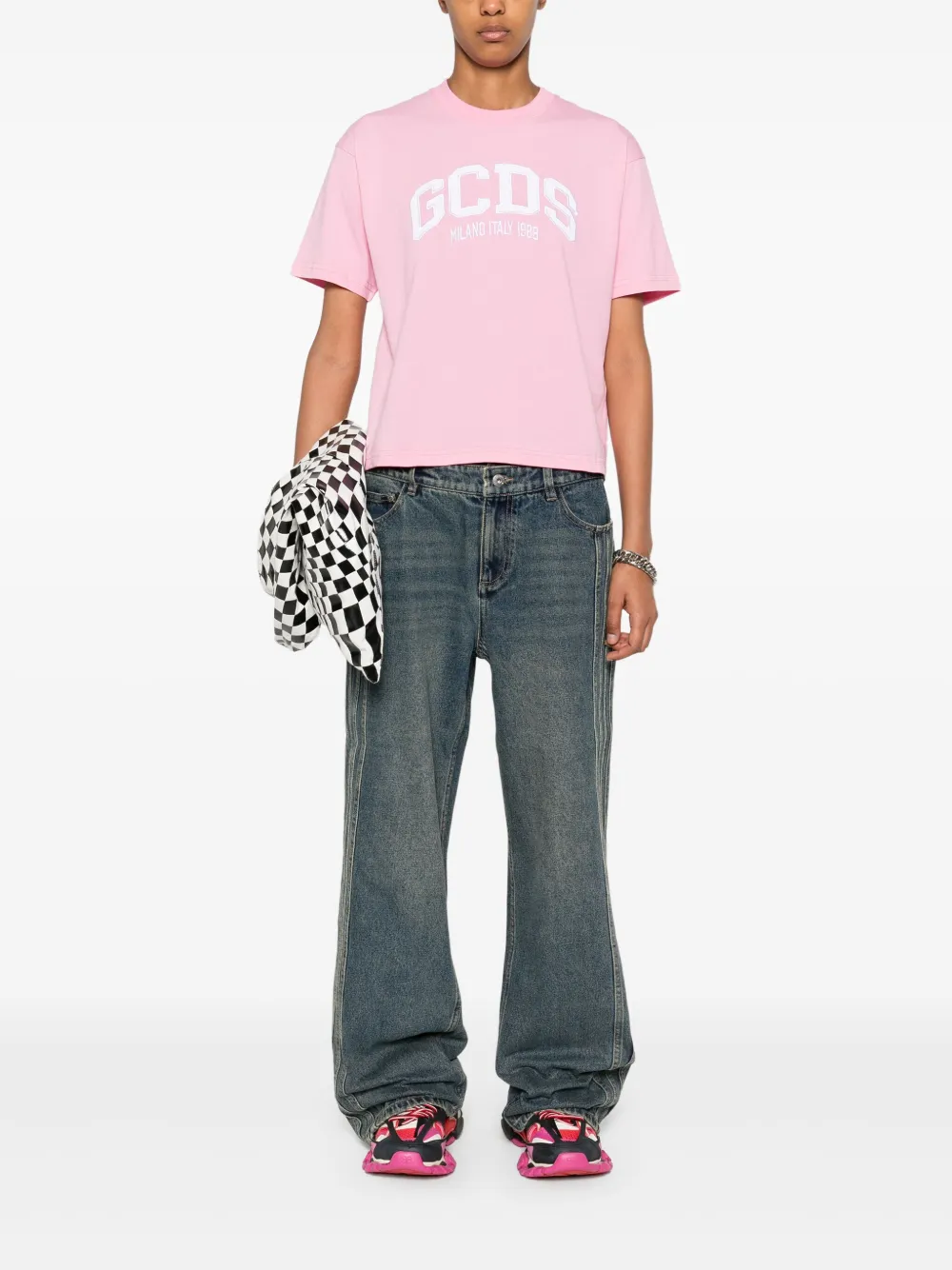 GCDS Lounge T-shirt met logo Roze