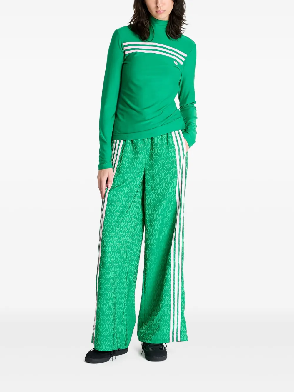 adidas T-shirt met drie strepen en logo Groen