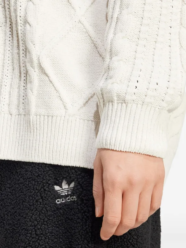 adidas gazelle silver green womens adidas Men's Originals Cableknit Sweater 9139106- Chalk White Large main image 0