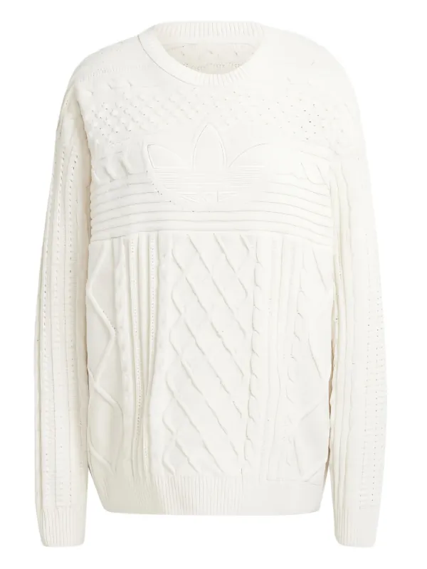 adidas gazelle silver green womens adidas Men's Originals Cableknit Sweater 9139106- Chalk White Large