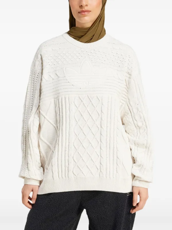 Adidas cable-knit Sweater | White | FARFETCH JO