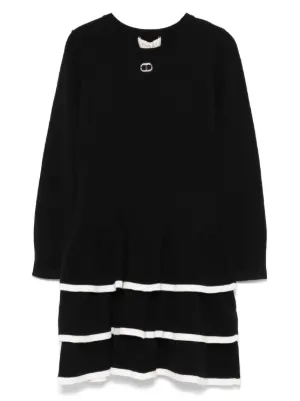 Balmain Kids logo-jacquard ribbed-knit Dress | Black | FARFETCH
