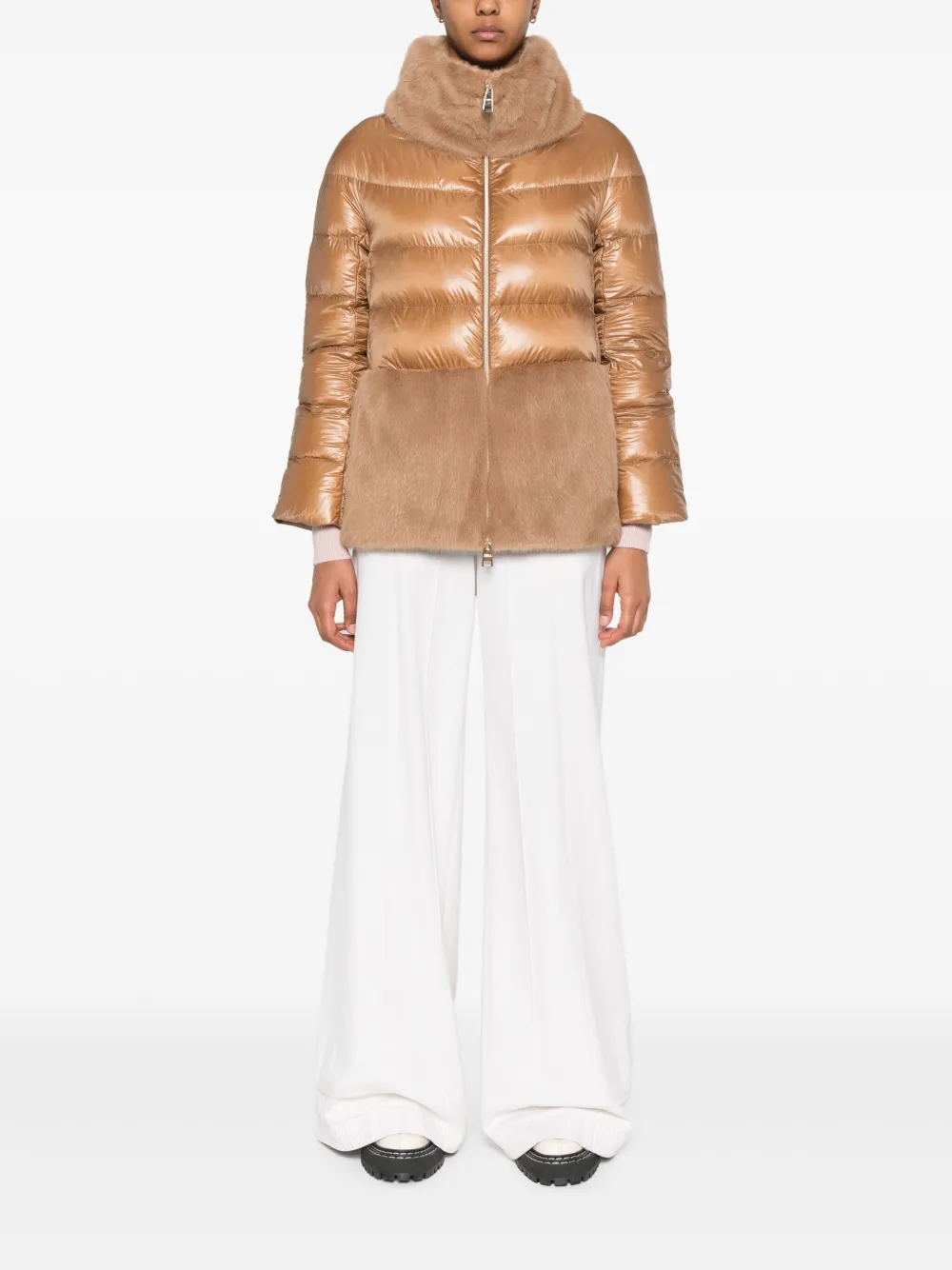 faux fur panel jacket