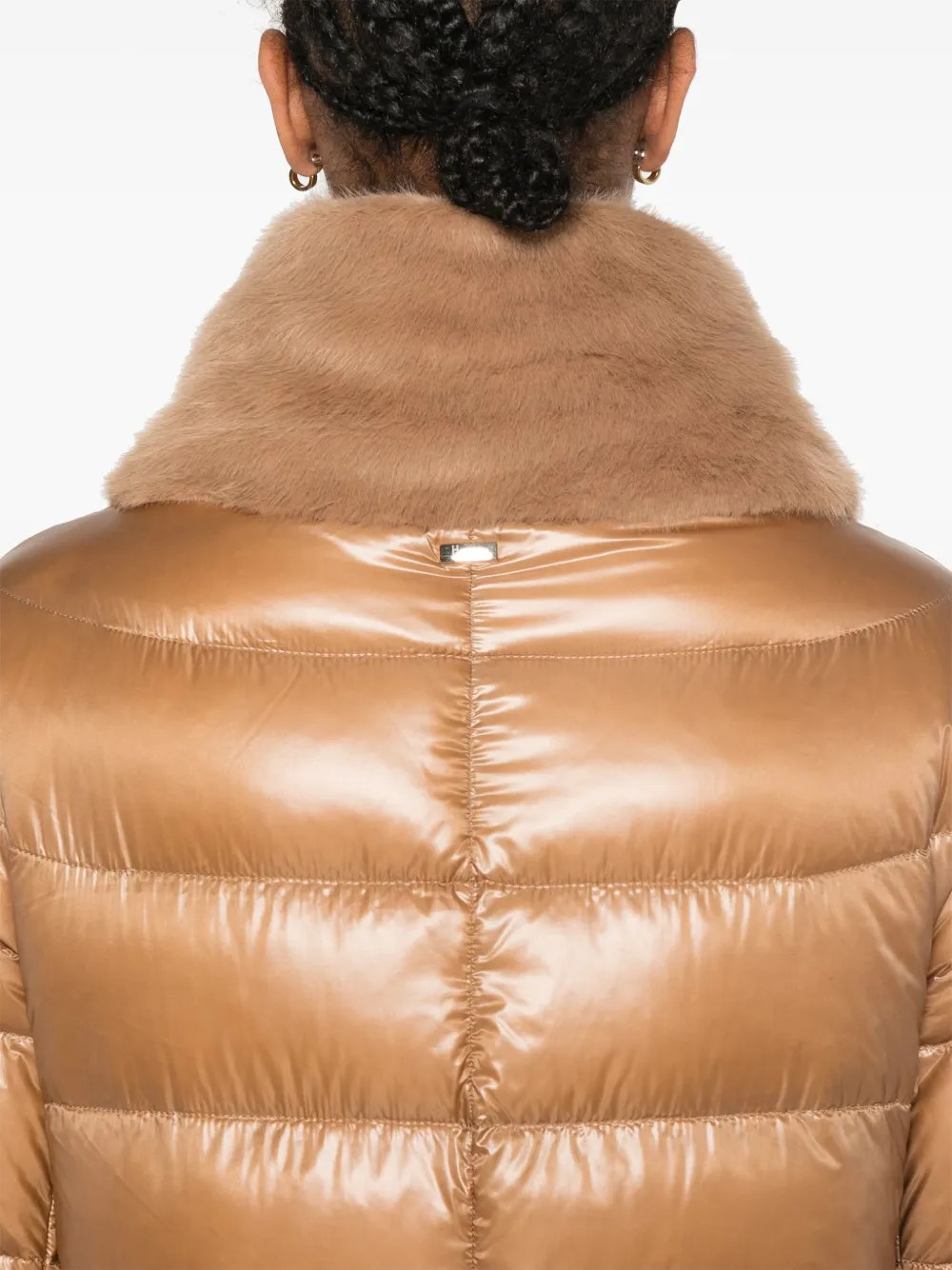 Herno Faux-fur Panel Jacket In Brown