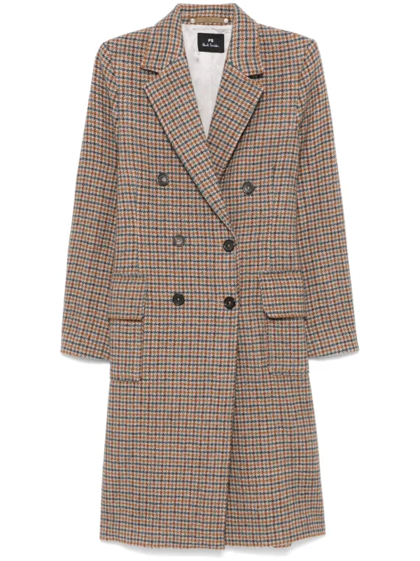 PS Paul Smith Houndstooth Coat Yellow FARFETCH TR