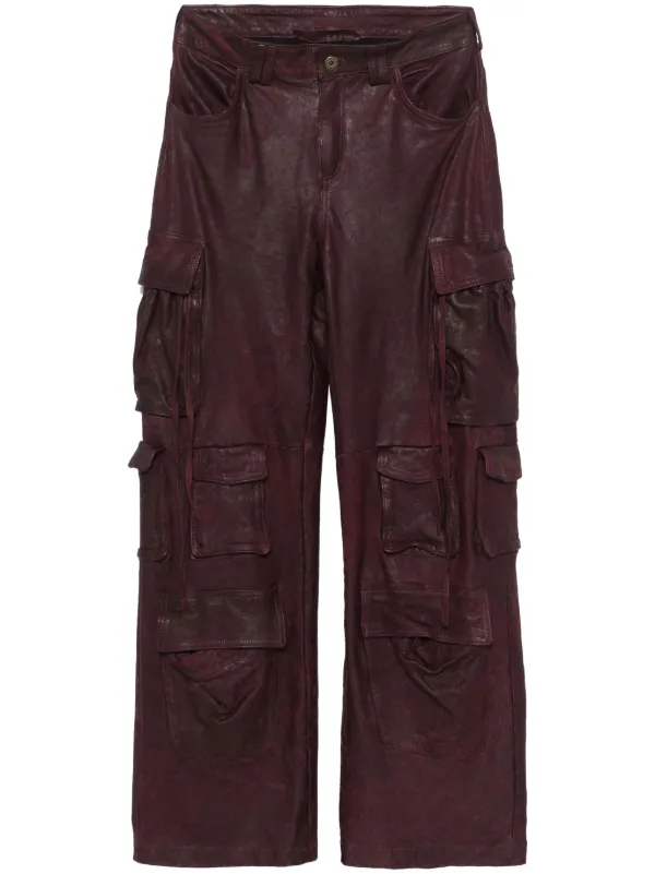 【関税込み】SALVATORE SANTORO LEATHER TROUSERS Salvatore Santoro Leather Cargo Pants | Red | FARFETCH TR