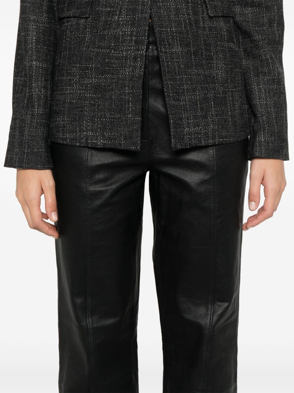 Shop Remain Straight-leg Lether Trousers In Black