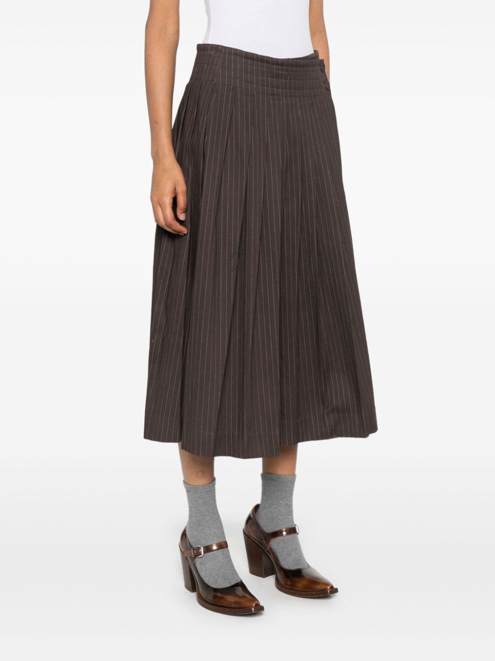 Shop Remain Pleated Midi Skirt In Brown