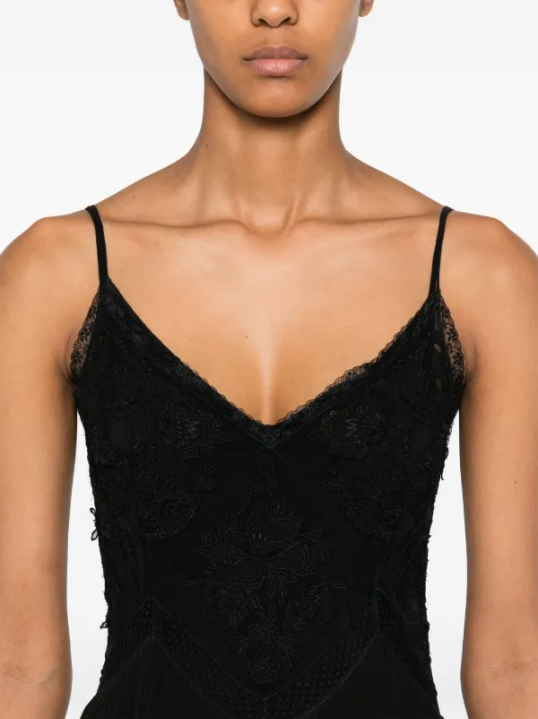 ワンピース TWINSET DRESSES TWINSET floral-appliqué Maxi Dress | Black | FARFETCH