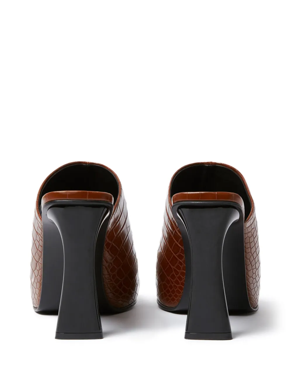 Stella Mccartney Elsa Glossed Croc-effect Mules In Brown