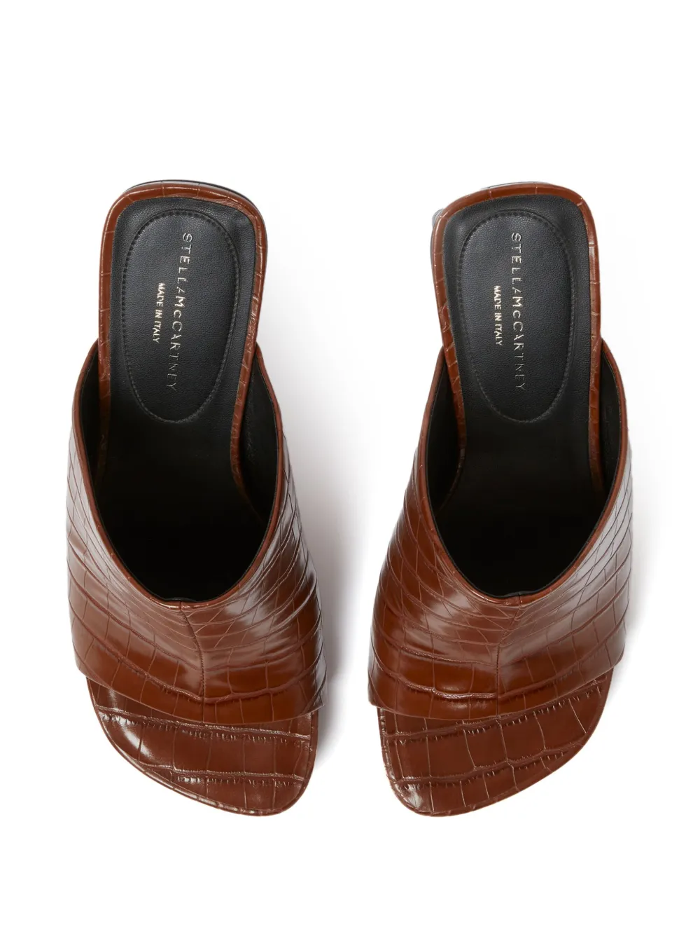 Stella Mccartney Elsa Glossed Croc-effect Mules In Brown