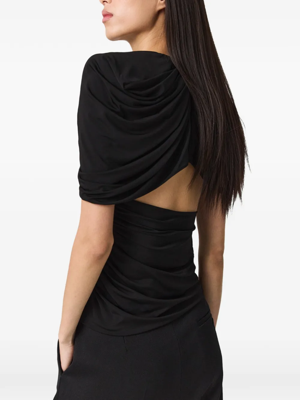 Stella McCartney Gedrapeerde top met cape Zwart