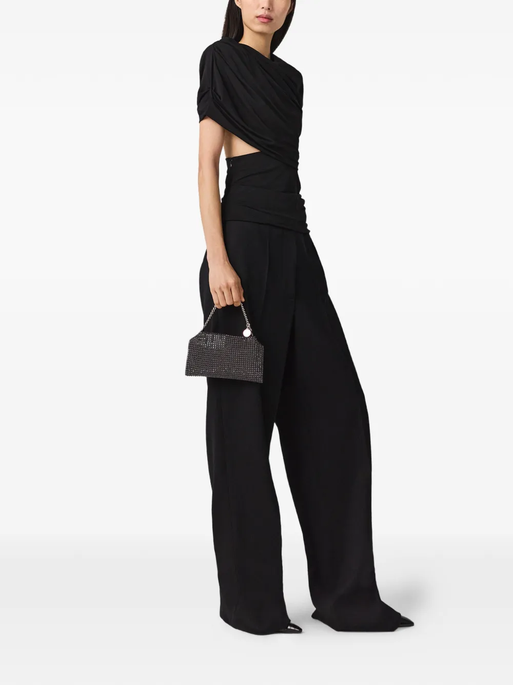 Stella McCartney Gedrapeerde top met cape - Zwart