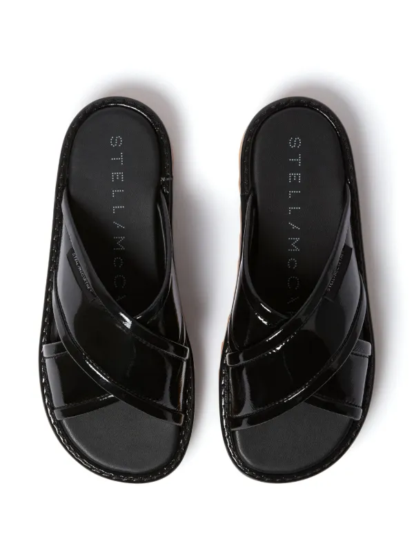 Stella McCartney patent-finish Slides | Black | FARFETCH