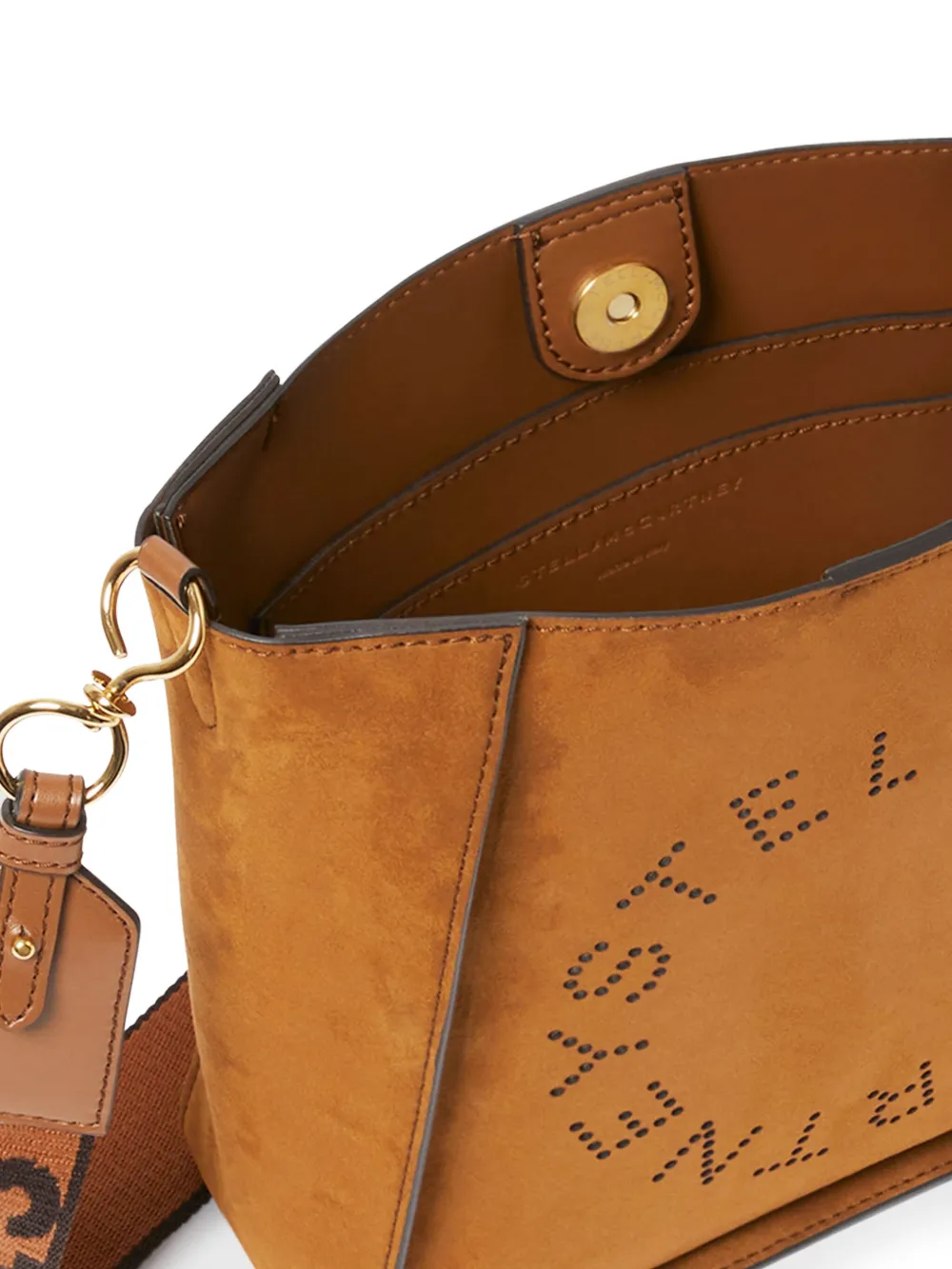 Stella McCartney Logo Square mini crossbodytas Bruin