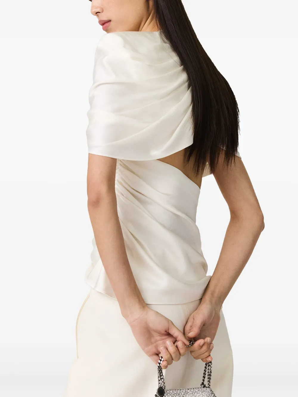 Shop Stella Mccartney Draped Cape Top In White
