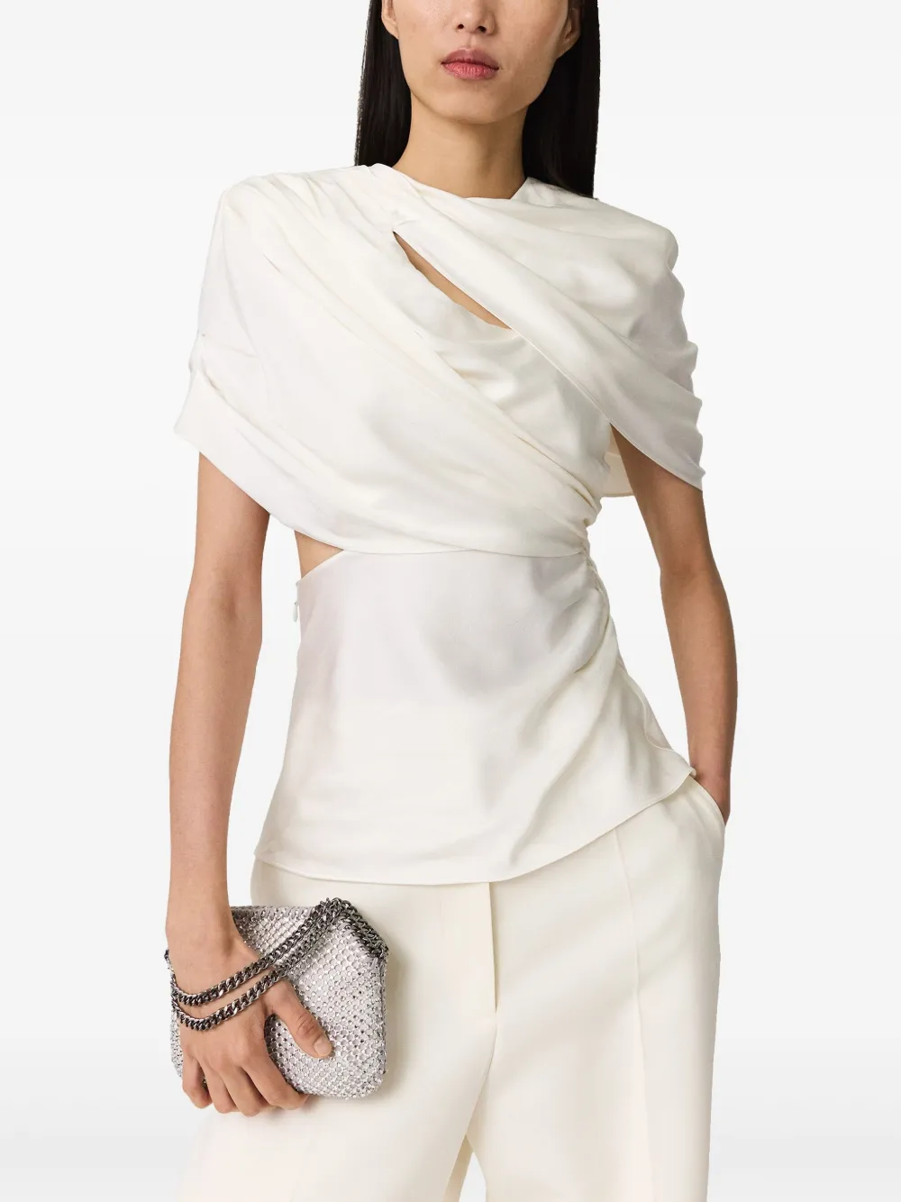 Shop Stella Mccartney Draped Cape Top In White