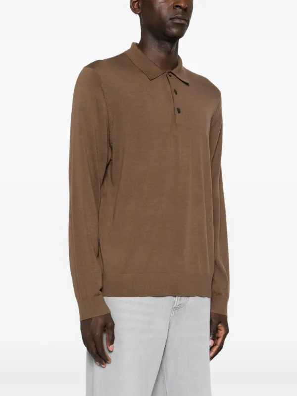 Vince fine-knit Polo Shirt | Brown | FARFETCH
