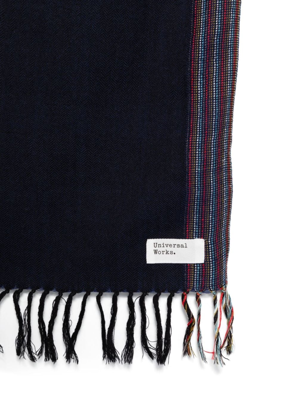 Shop Universal Works Herringbone-pattern Scarf In Blue