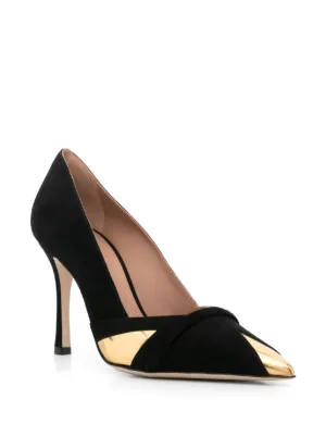 ✨Malone Souliers ブルーグレー　パンプス MALONE SOULIERS Bexley lace-up satin mules | THE OUTNET