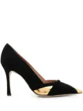 Malone Souliers 100mm contrasting-panel pumps - Black