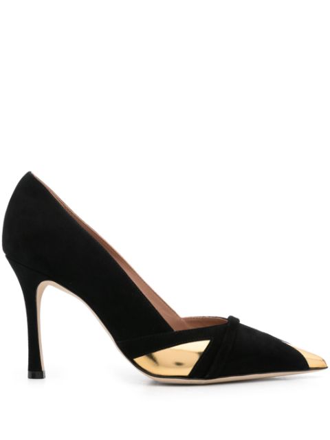 Malone Souliers 100mm contrasting-panel pumps