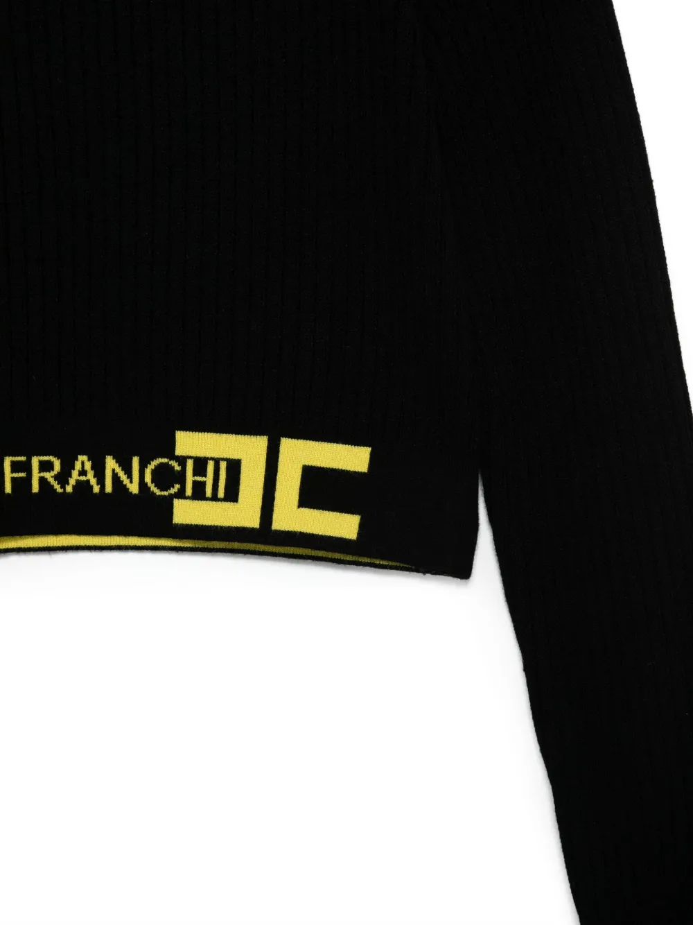 Shop Elisabetta Franchi La Mia Bambina Intarsia-knit Logo Sweater In Black