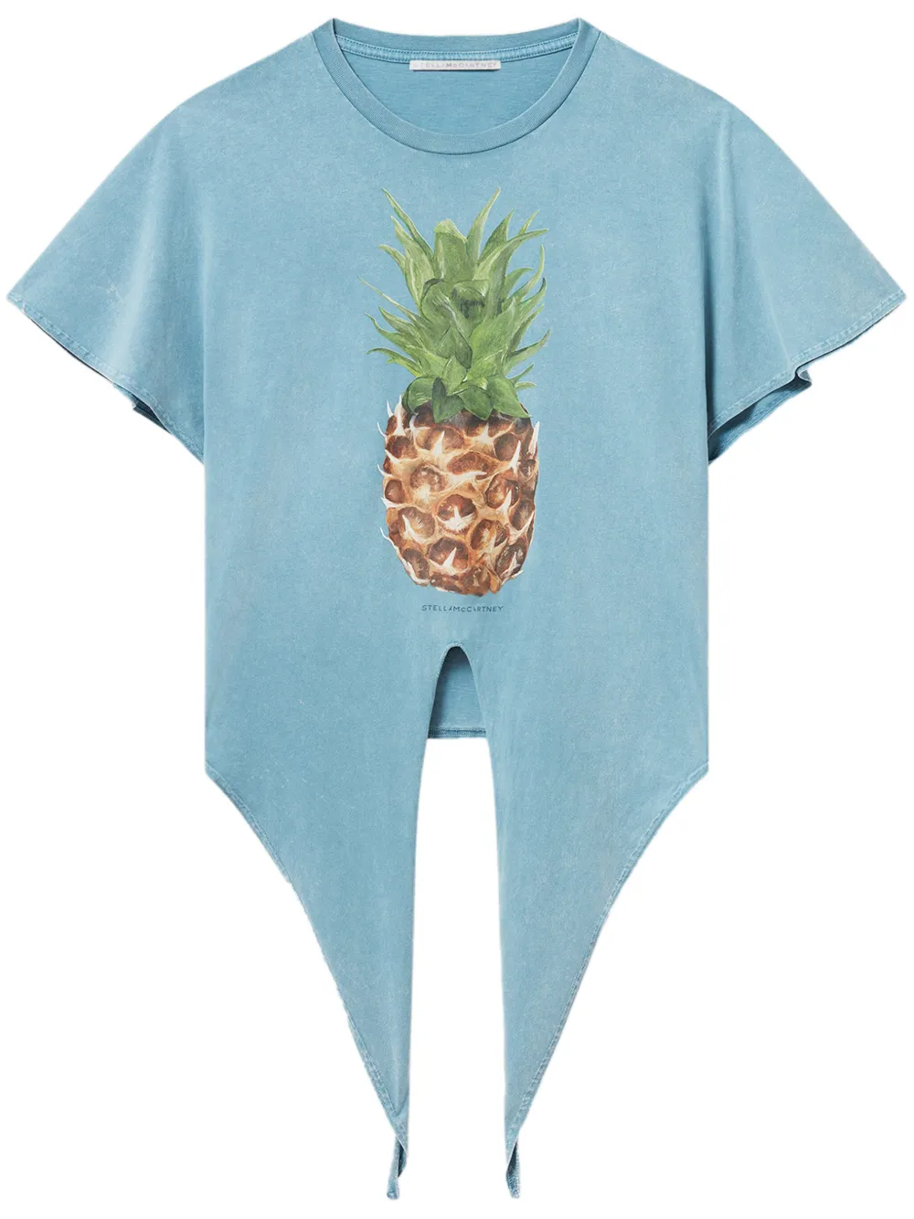 Stella Mccartney Pineapple-print Faded Cotton T-shirt In Blue