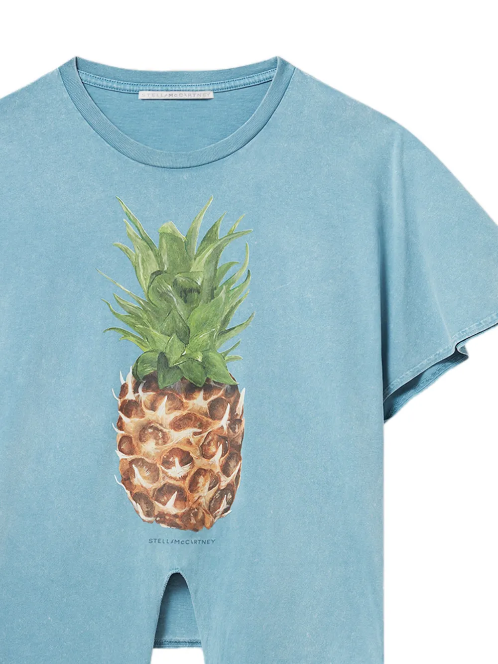 Stella Mccartney Pineapple-print Faded Cotton T-shirt In Blue