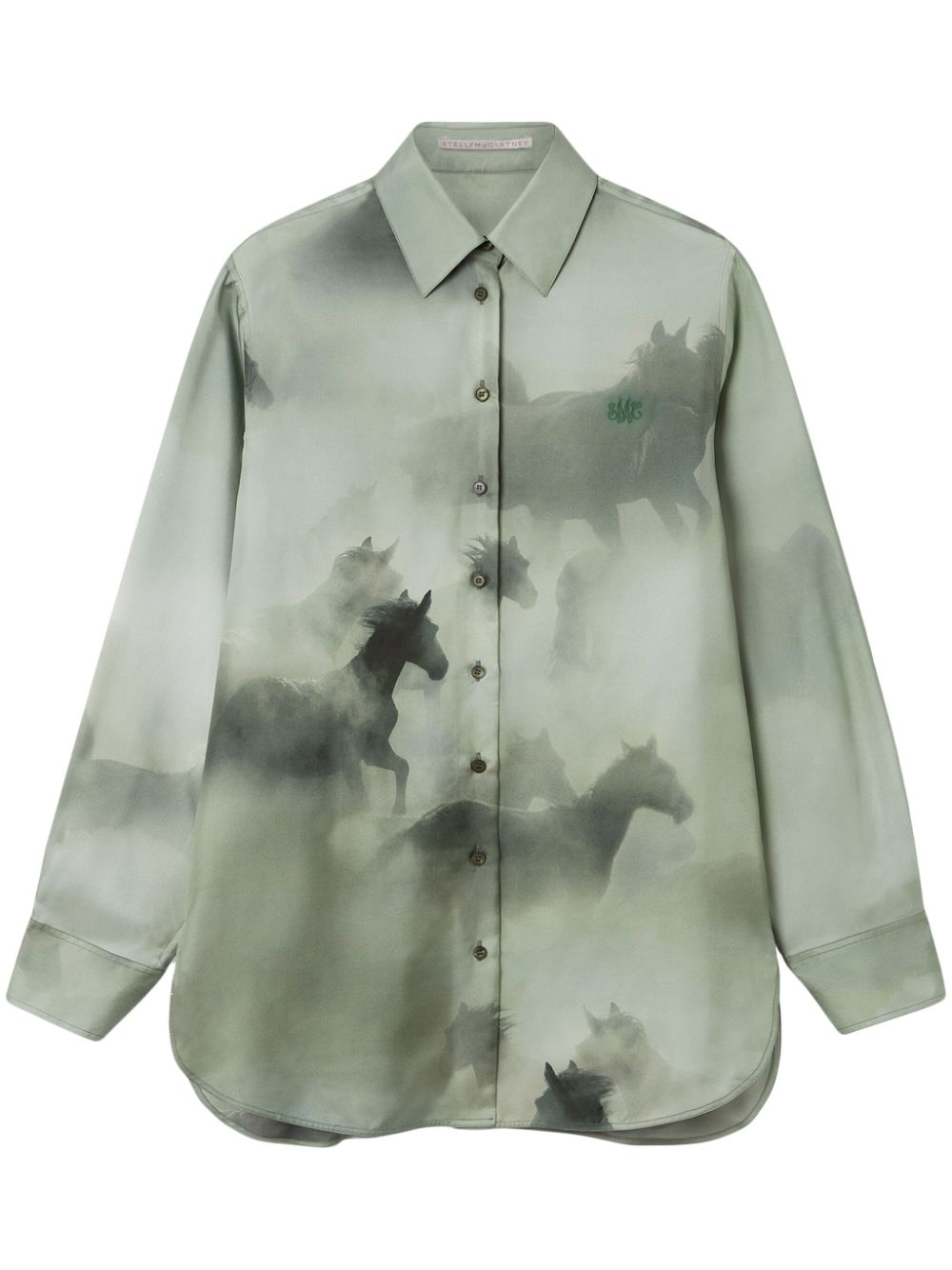 Stella McCartney Blouse met paardenprint Groen