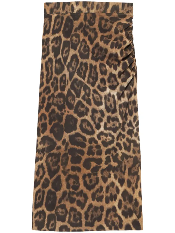 スカート STELLA MCCARTNEY LEOPARD MIDI SKIRT WITH KNOT Women Ash gray Knotted Asymmetric Leopard Midi Skirt